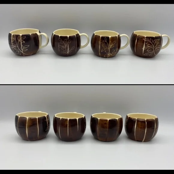 6 Piece Lot of Purinton Intaglio Brown Pottery - Picture 8 of 12